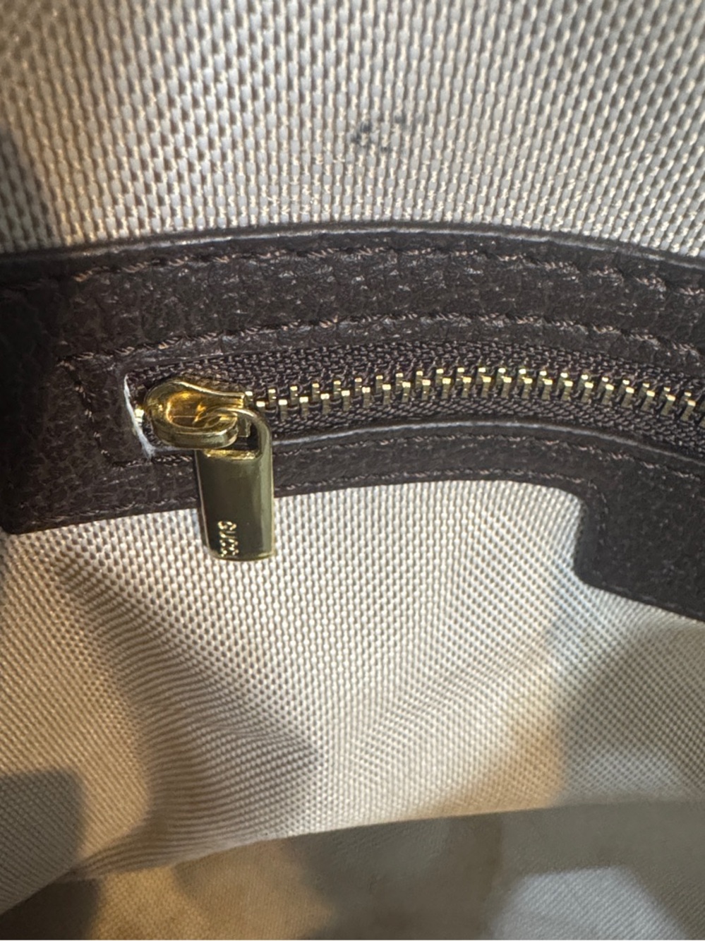 Canvas Tote with Green-Red Stripe and Gold Chain - Picture 5 of 7